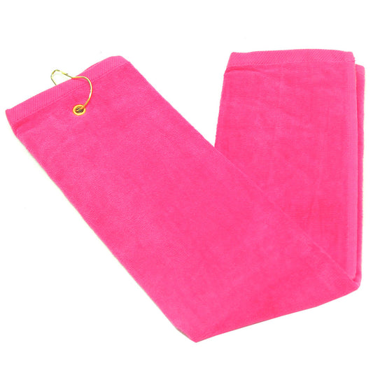 Velour Terry Golf Towel with Grommet - Hot Pink