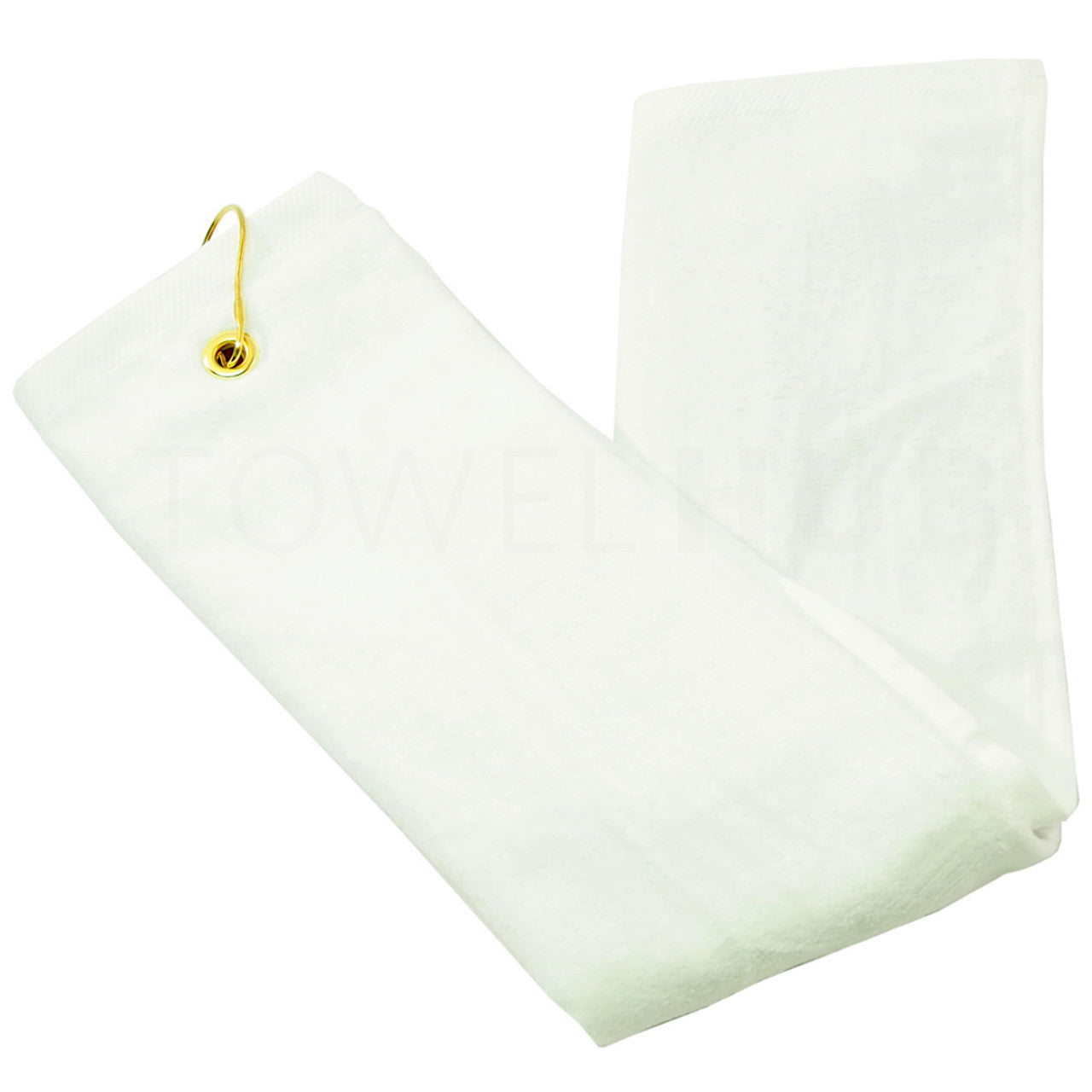 Velour Terry Golf Towel with Grommet - White