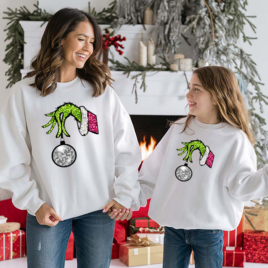 Grinch Hand Sequin Ornament Transfer