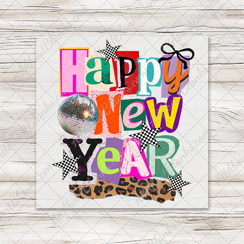Happy New Years Retro Collage T-Shirt Transfer