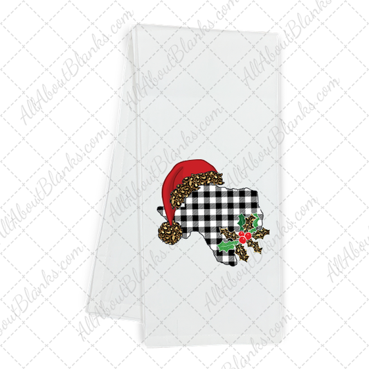 Houndstooth Texas Christmas Transfer - TOWEL SIZE