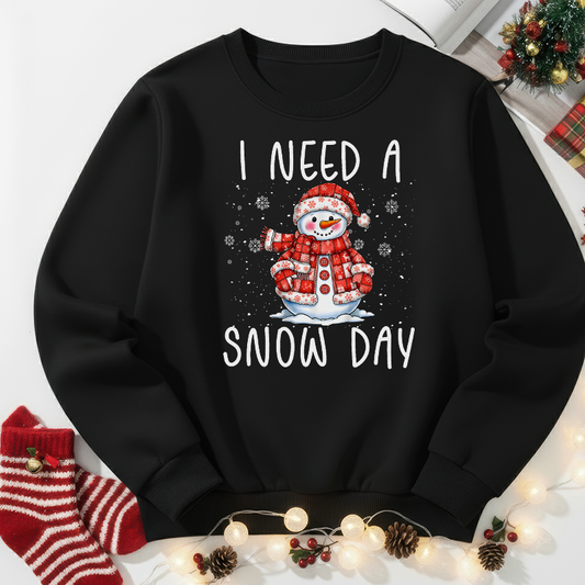 I Need A Snow Day Patchwork Snowman Transfer