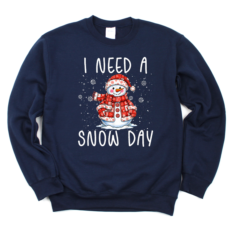 I Need A Snow Day Patchwork Snowman Transfer