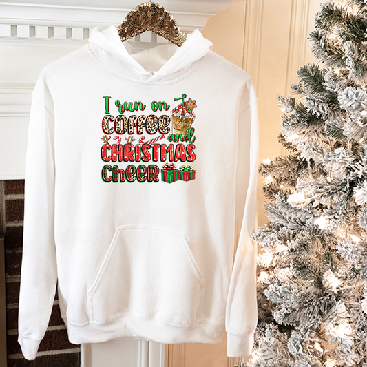 I Run On Coffee And Christmas Transfer - T-SHIRT SIZE