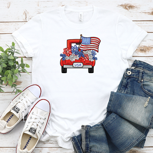 July 4th Back of Red Truck Transfer - T-SHIRT SIZE