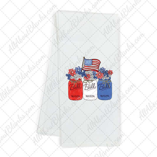 July 4th Flag And Mason Jars Transfer