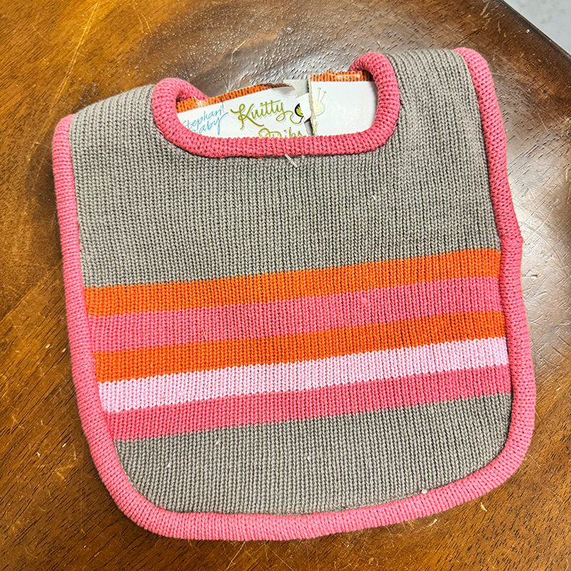 Knit Baby Bib - Hot Pink