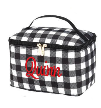 Black Check Large Cosmetic Bag