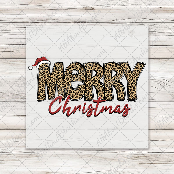 Leopard Print Merry Christmas Transfer - T-SHIRT SIZE