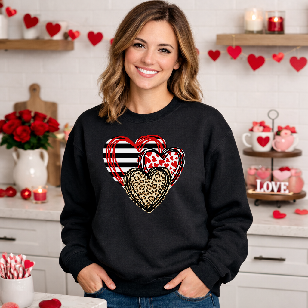 Leopard & Stripes Hearts Trio Transfer