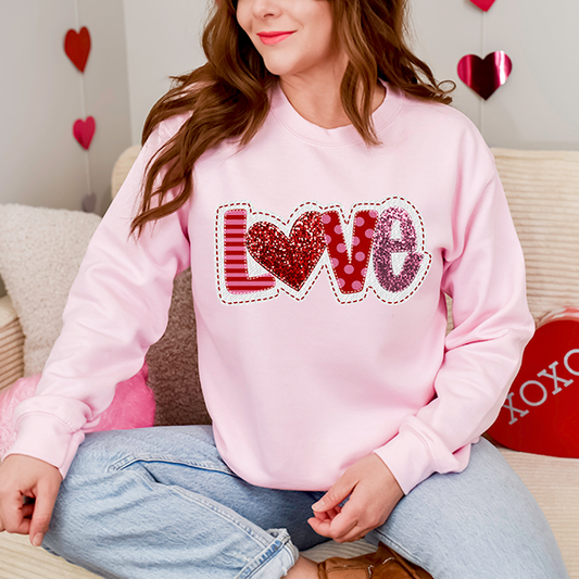 Love Faux Embroidery DTF Transfer - T-SHIRT SIZE