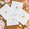 Spring Mahjong Pretty in Pink: four designs on white hemstitched cocktail napkins