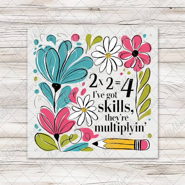 Math Teacher Floral Transfer - T-SHIRT SIZE