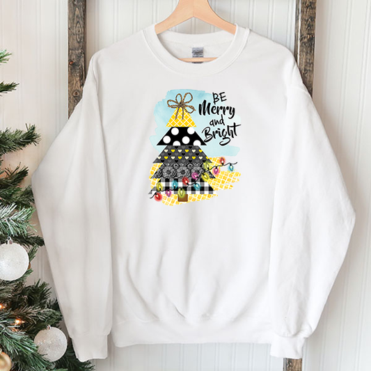Merry And Bright Christmas Tree Transfer - T-SHIRT SIZE