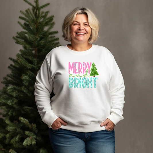 Merry & Bright Pastel Marquee Transfer - T-SHIRT SIZE