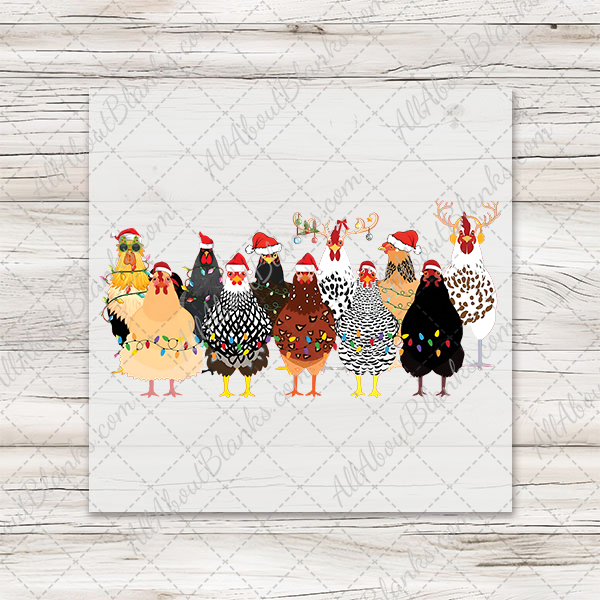 Merry Christmas Chickens Transfer