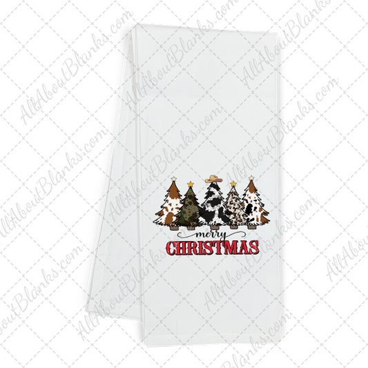 Merry Christmas Cowhide Trees Trio Transfer