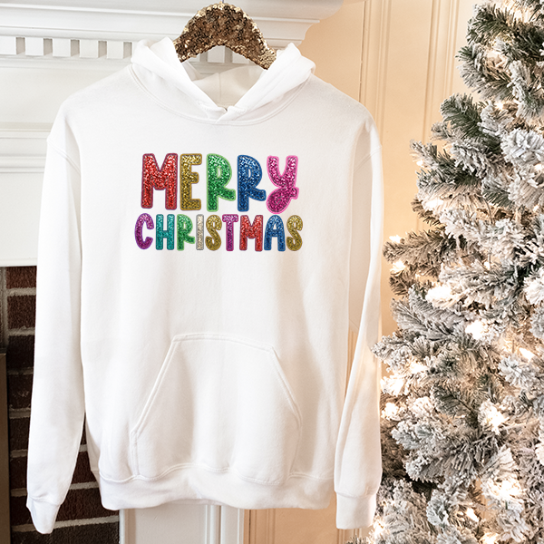Merry Christmas Faux Sequins Transfer