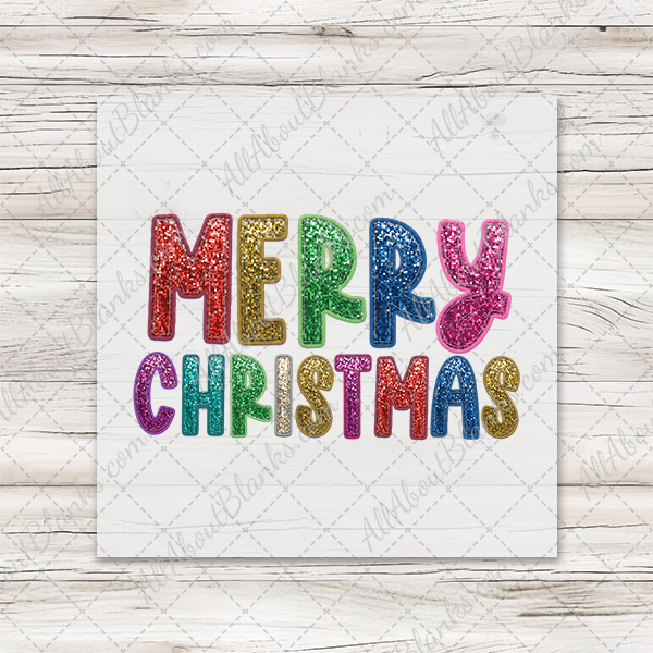 Merry Christmas Faux Sequins Transfer - T-SHIRT SIZE