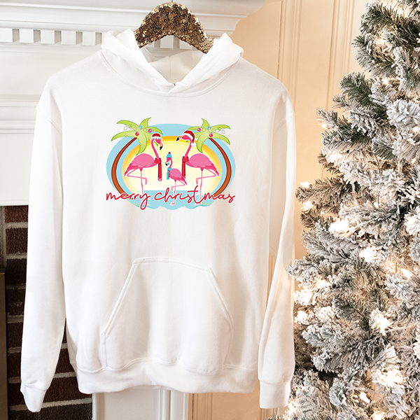 Merry Christmas Flamingos Transfer