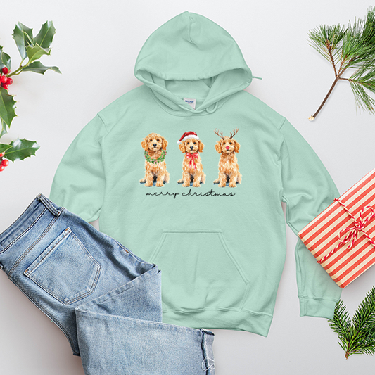Merry Christmas Golden Doodles Transfer - T-SHIRT SIZE