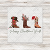 Merry Christmas Ya'll Boots Transfer - T-SHIRT SIZE
