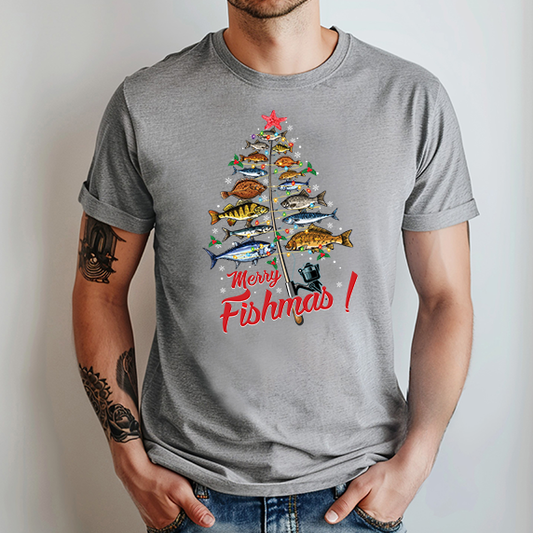 Merry Fishmas Christmas Tree Transfer - T-SHIRT SIZE