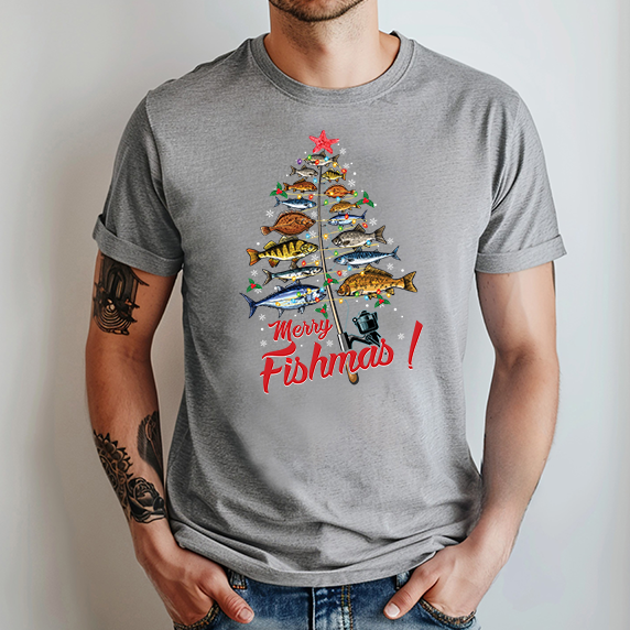 Merry Fishmas Christmas Tree Transfer - T-SHIRT SIZE