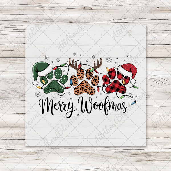 Merry Woofmas Dog Paws Transfer - T-SHIRT SIZE