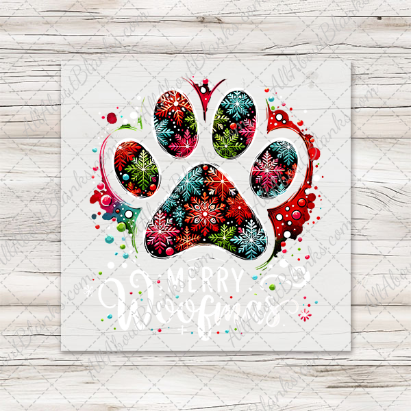 Merry Woofmas Christmas Paw Transfer - T-SHIRT SIZE