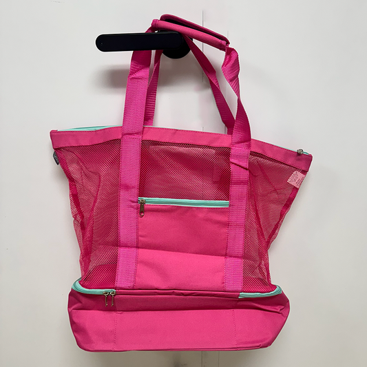 Mesh Beach Cooler Tote - Hot Pink