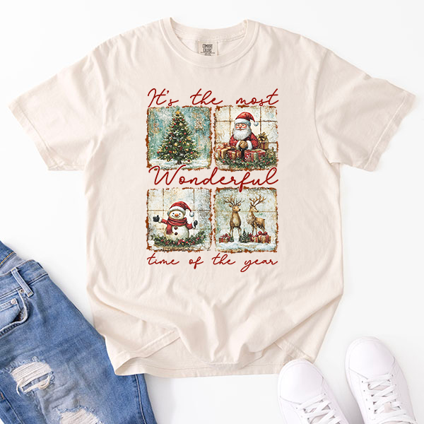 Most Wonderful Time Vintage Blocks Transfer - T-SHIRT SIZE