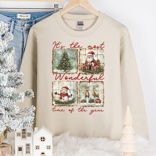 Most Wonderful Time Vintage Blocks Transfer - T-SHIRT SIZE