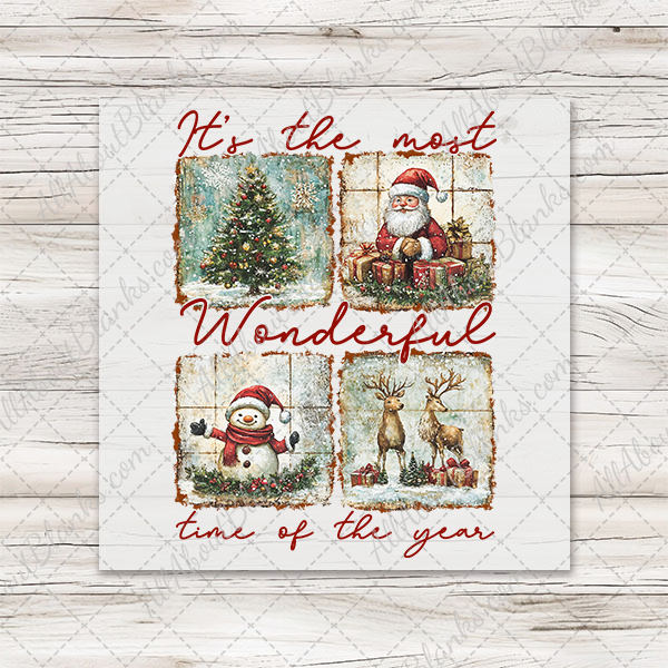 Most Wonderful Time Vintage Blocks Transfer - T-SHIRT SIZE
