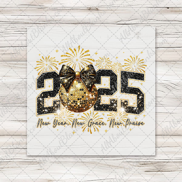 New Years 2025 Disco Ball DTF Transfer - T-SHIRT SIZE