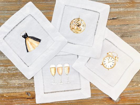 New Years Watercolor - COCKTAIL NAPKIN SIZE