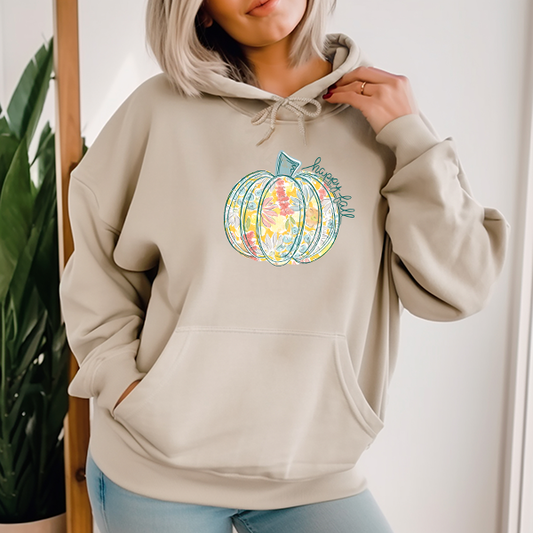 Orange Floral Pumpkin Transfer - T-SHIRT SIZE