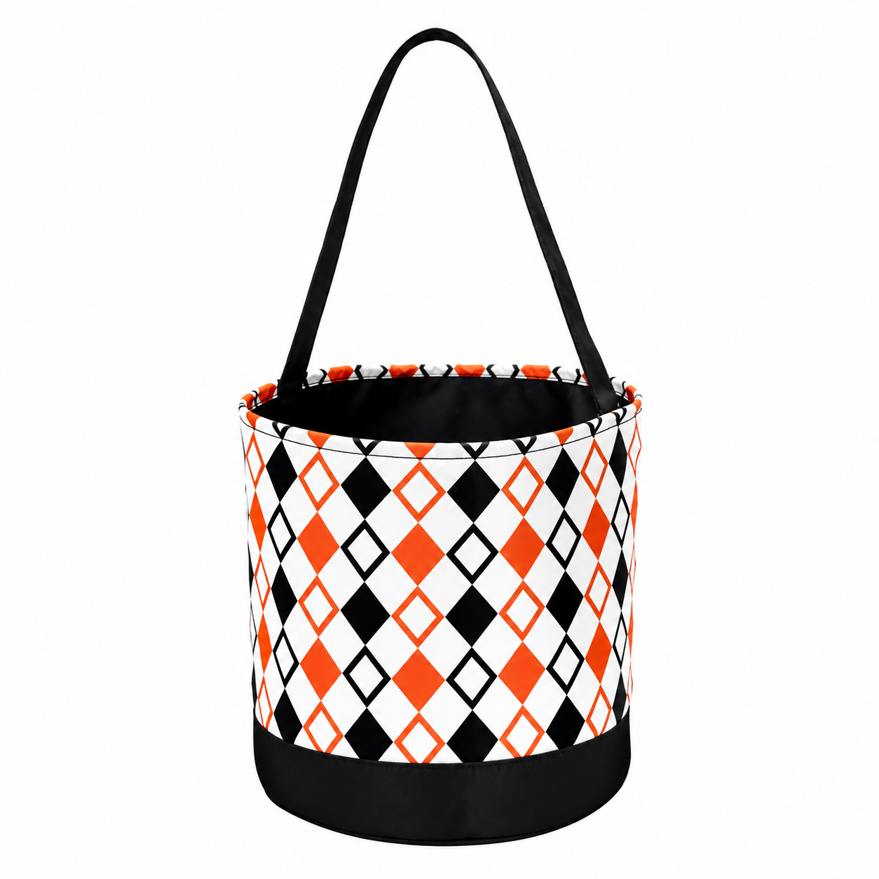Halloweeen Bucket - Orange & Black Argyle