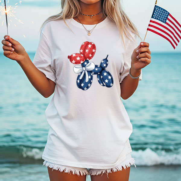 Patriotic Balloon Animal Transfer - T-SHIRT SIZE