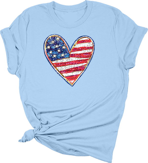 Patriotic Faux Sequin Heart Transfer