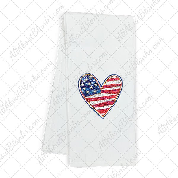 Patriotic Faux Sequin Heart Transfer