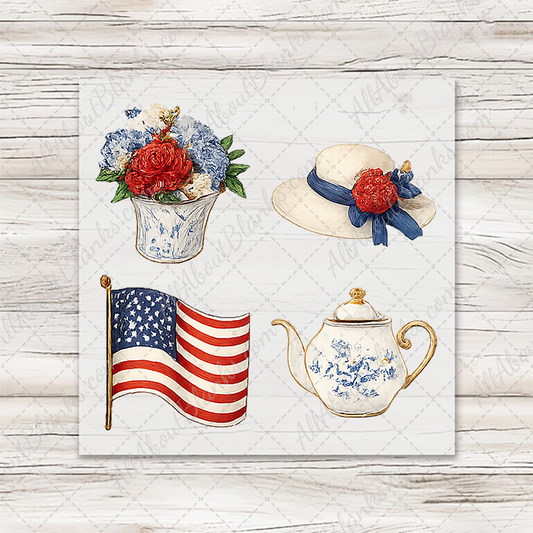 Patriotic Tea Party 1 - COCKTAIL NAPKIN SIZE