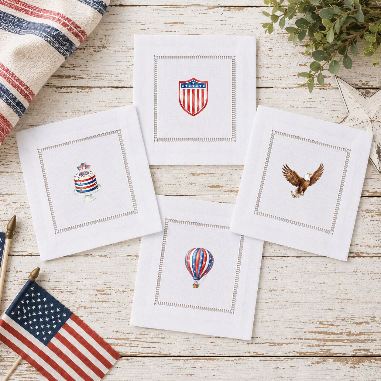 Patriotic Watercolor 2 - COCKTAIL NAPKIN SIZE