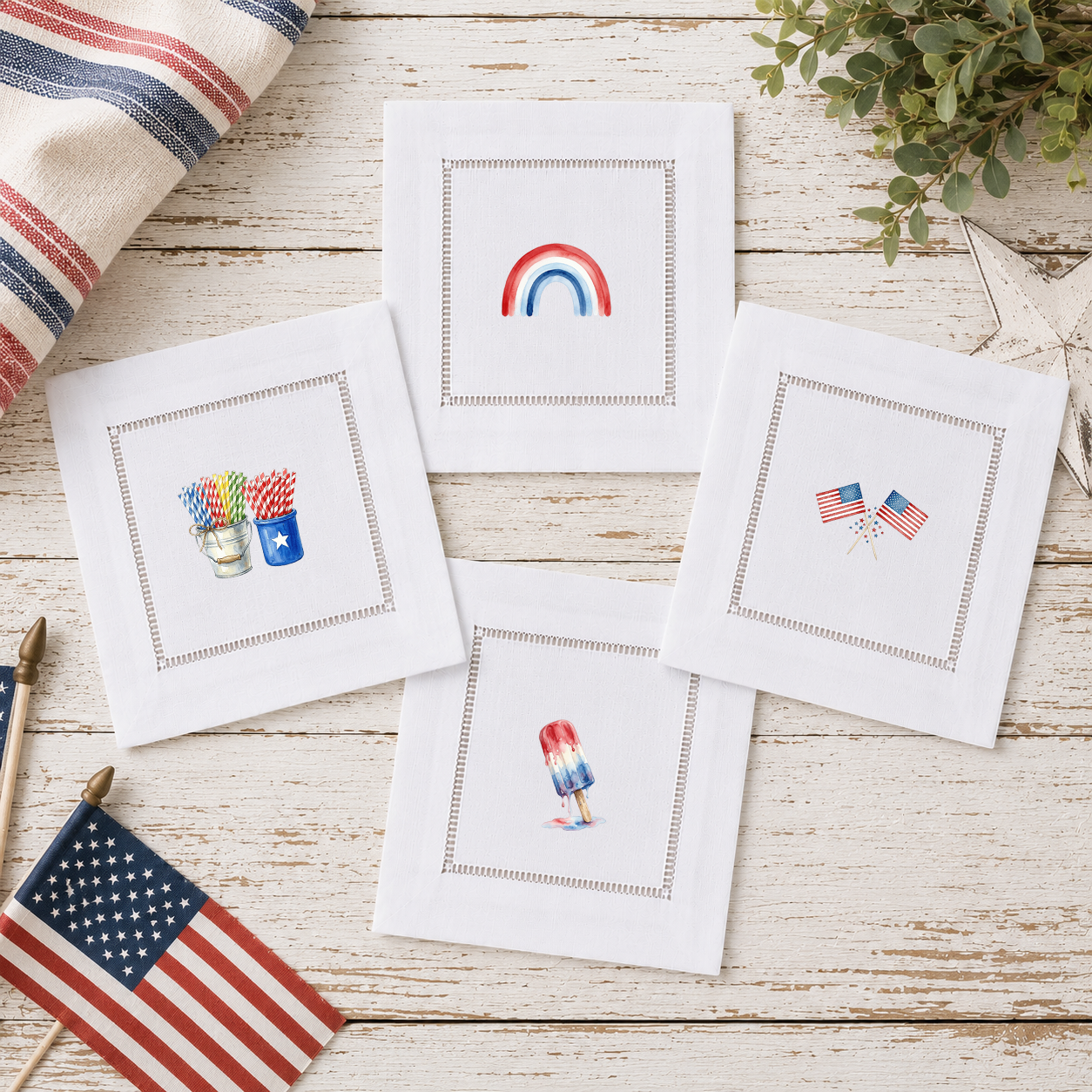Patriotic Watercolor 3 - COCKTAIL NAPKIN SIZE