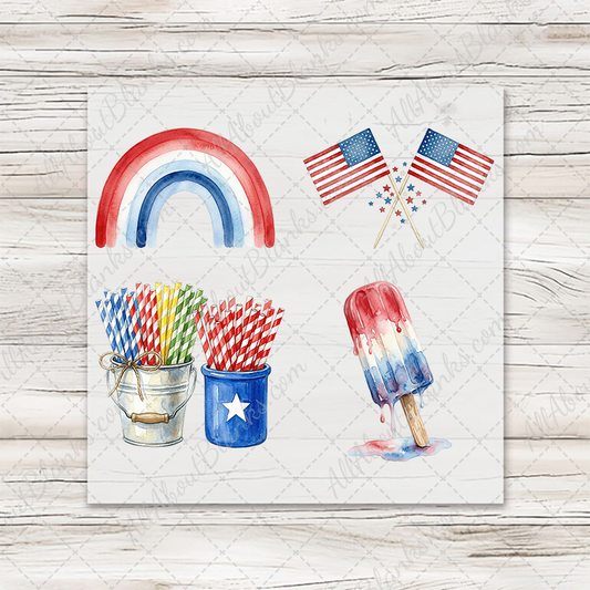 Patriotic Watercolor 3 - COCKTAIL NAPKIN SIZE