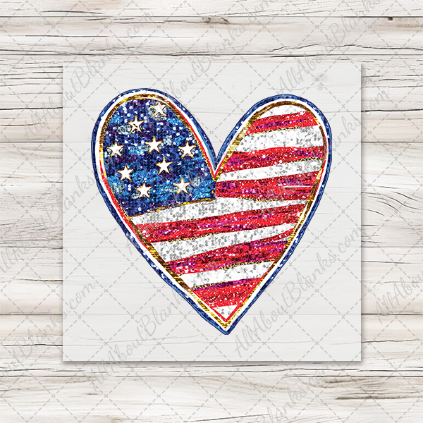 Patriotic Faux Sequin Heart Transfer