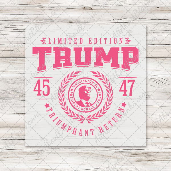 Preppy Pink Trump 45-47 DTF Transfer - T-SHIRT SIZE