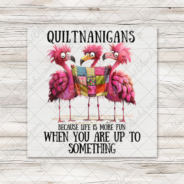 Quiltnanigans Flamingos Transfer - T-SHIRT SIZE
