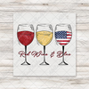 Red Wine & Blue Transfer - T-SHIRT SIZE
