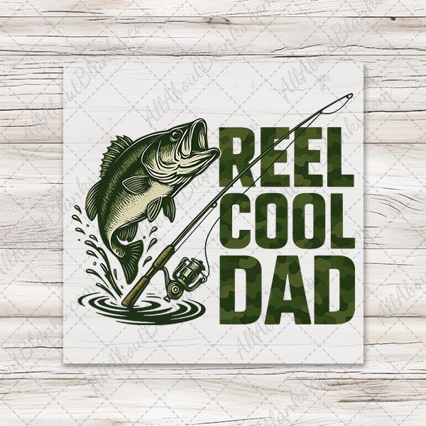 Camo Reel Cool Dad Fishing Transfer
